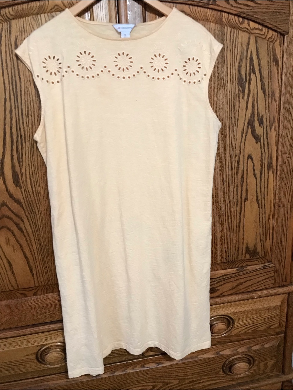 Liz Claiborne XL Yellow Eyelet Sleeveless Dress Pullover T Shirt